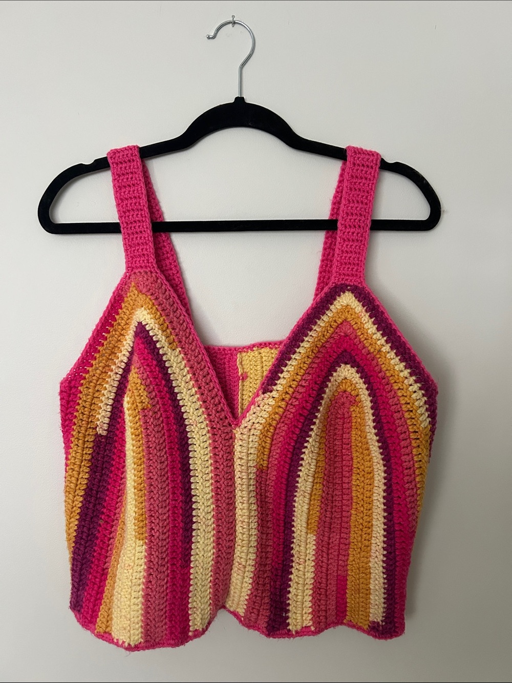 Handcrafted Pink & Yellow Crochet Tank